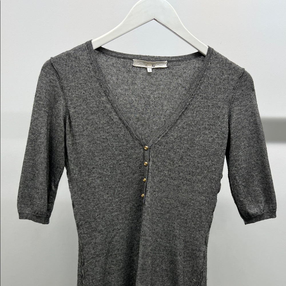 Chic Gray Button-Detail Mini Dress - Picture 2 of 6